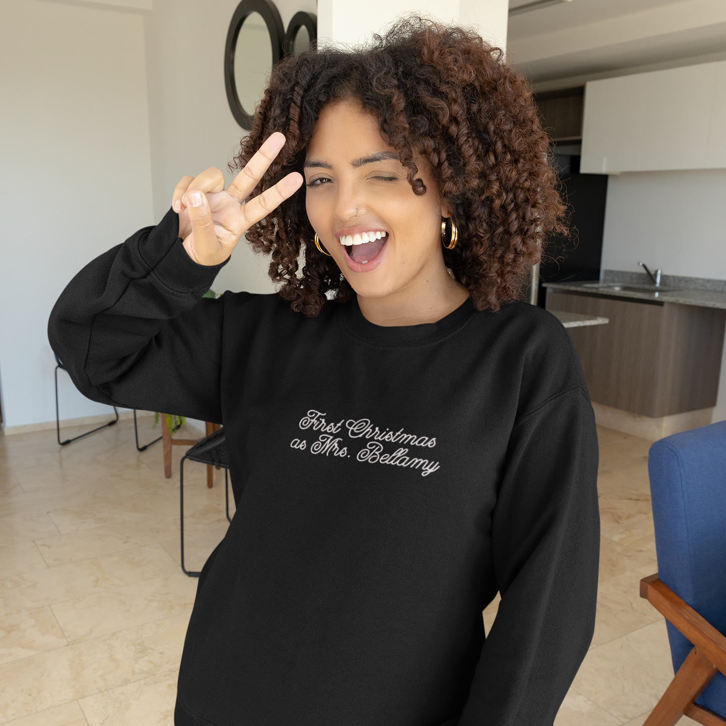 CUSTOM First Christmas as a Mrs. Surname Embroidered Sweatshirt