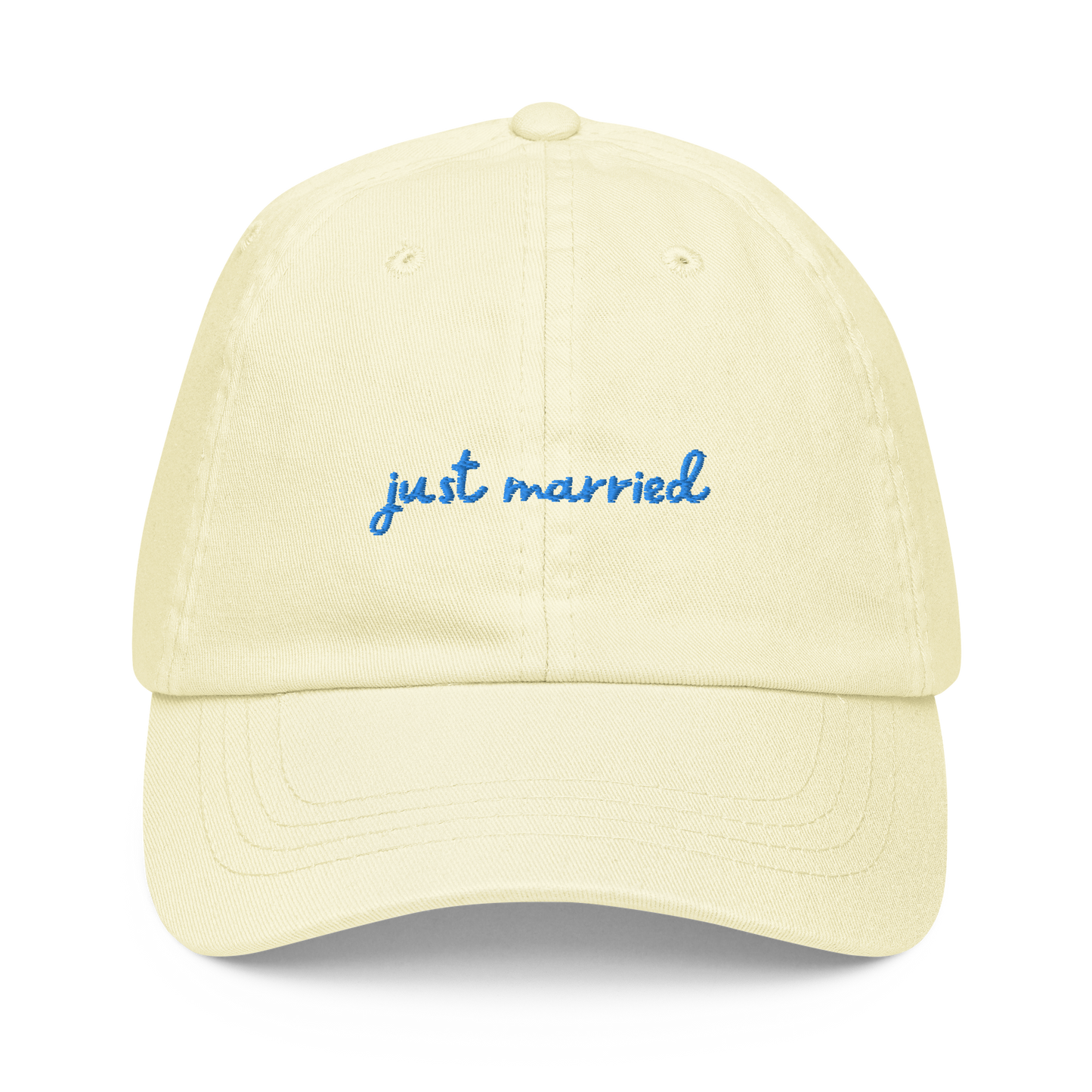 Just Married Newlywed Embroidered Pastel Baseball Cap