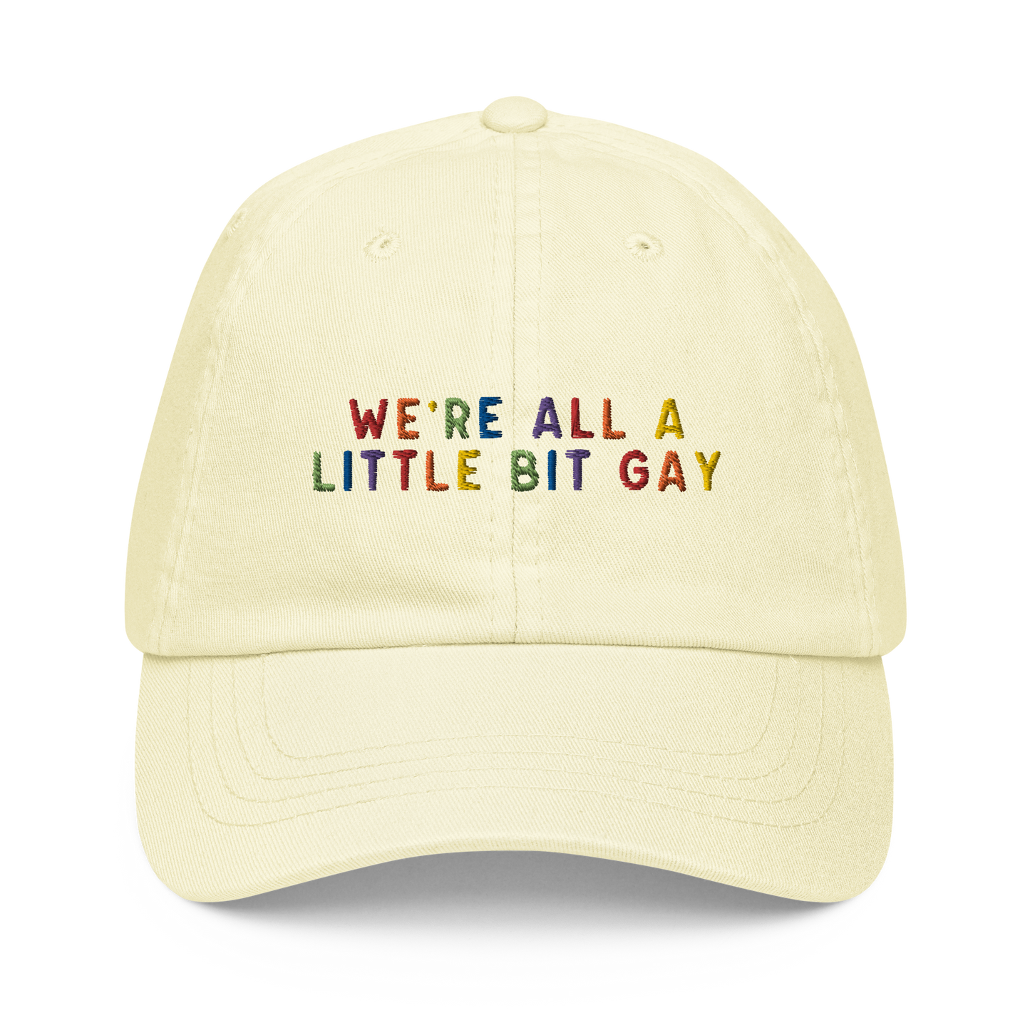 We're All A Little Bit Gay Pride Embroidered Pastel Baseball Cap