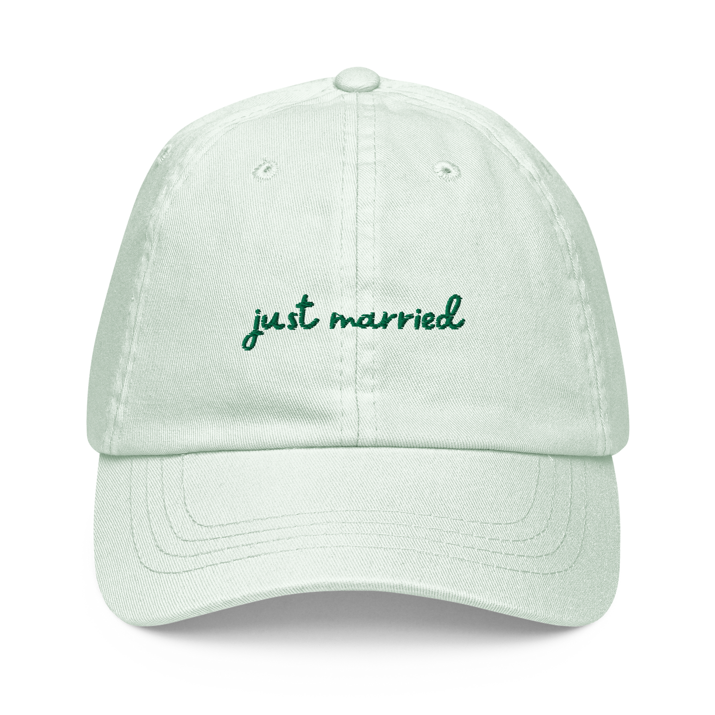 Just Married Newlywed Embroidered Pastel Baseball Cap