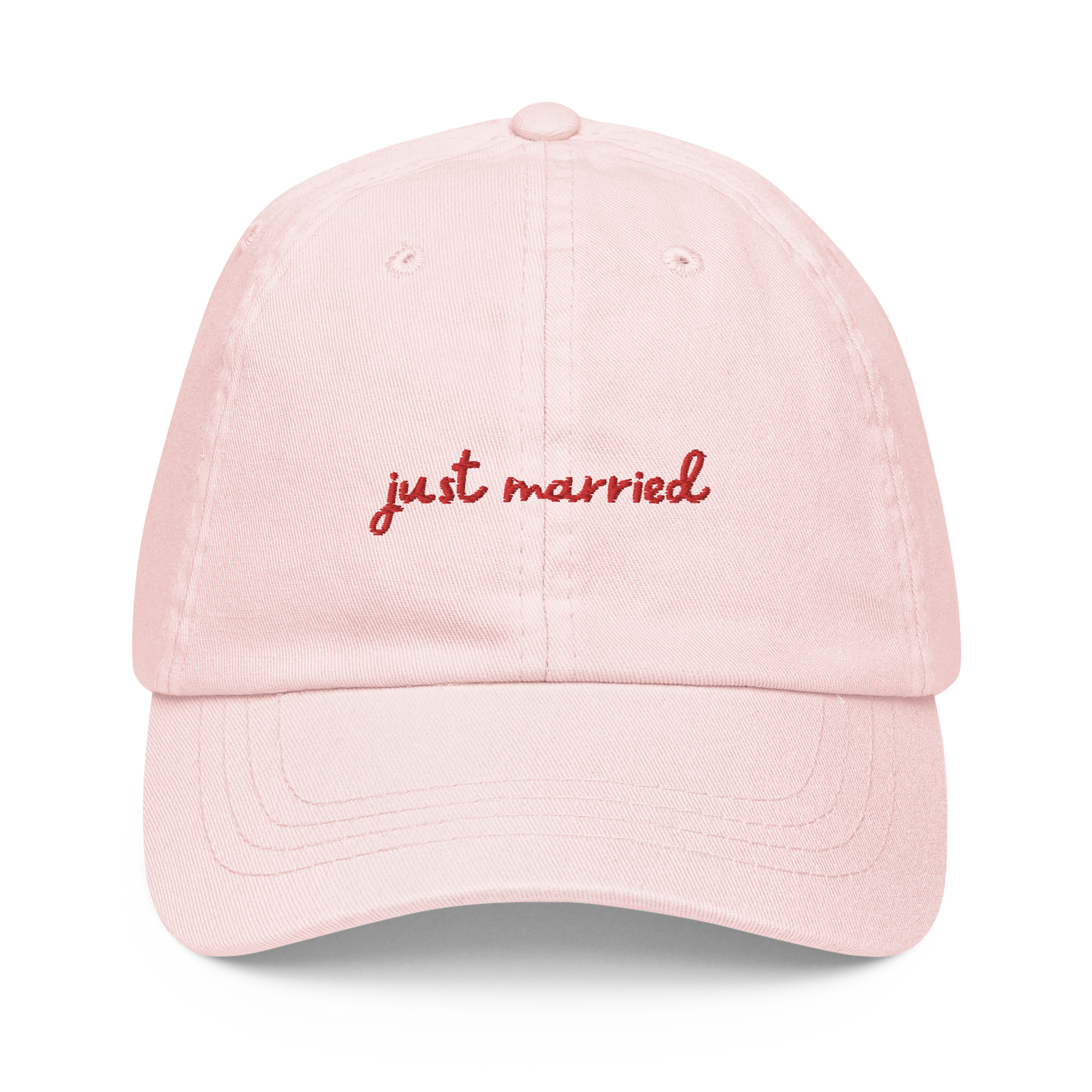 Just Married Newlywed Embroidered Pastel Baseball Cap