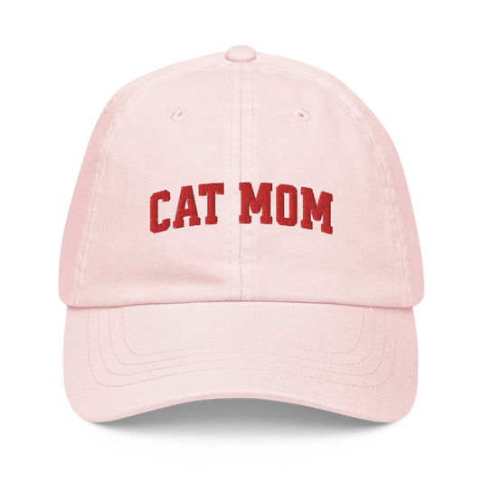 Cat Mom Embroidered Pastel Baseball Cap