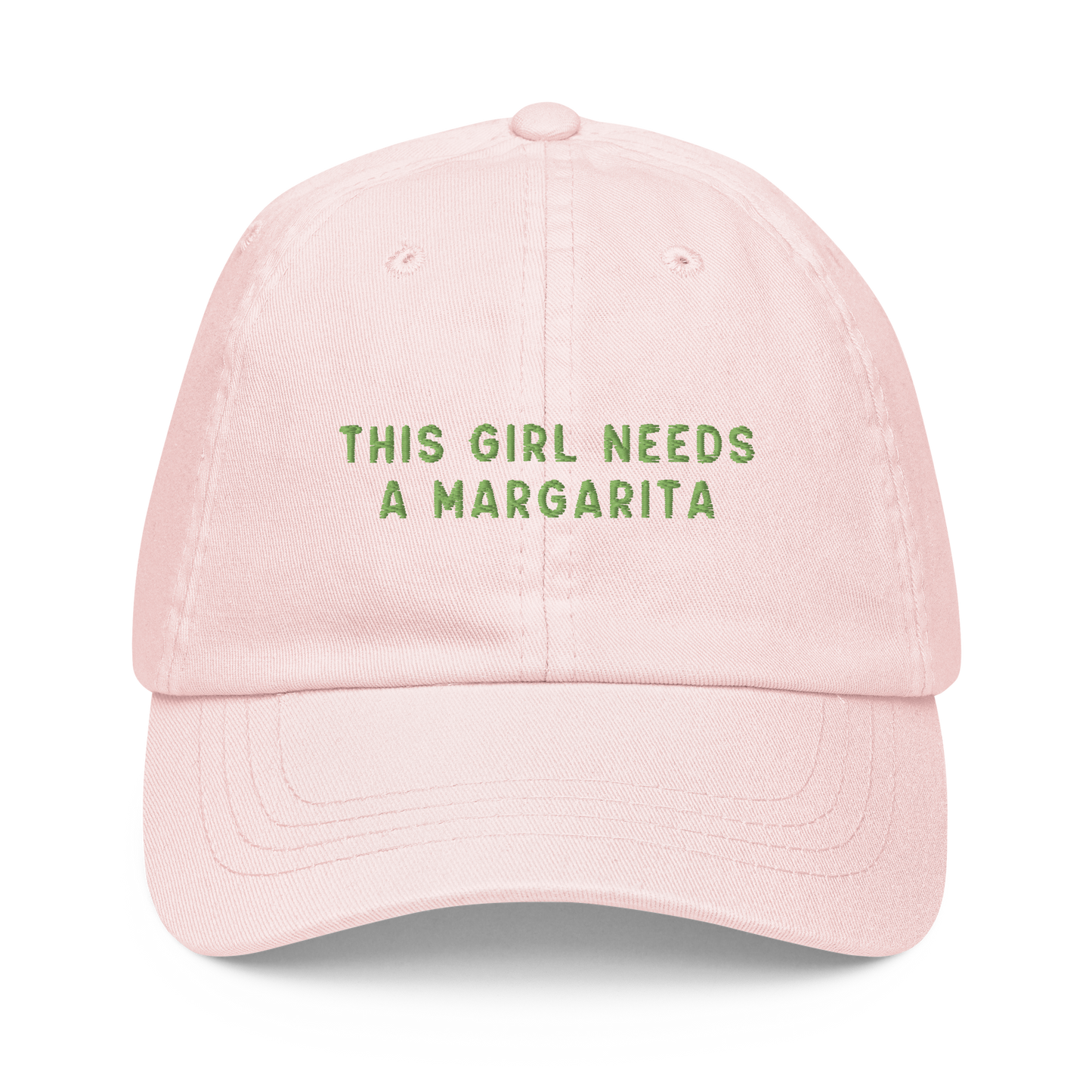 This Girl Needs A Margarita Embroidered Pastel Baseball Cap