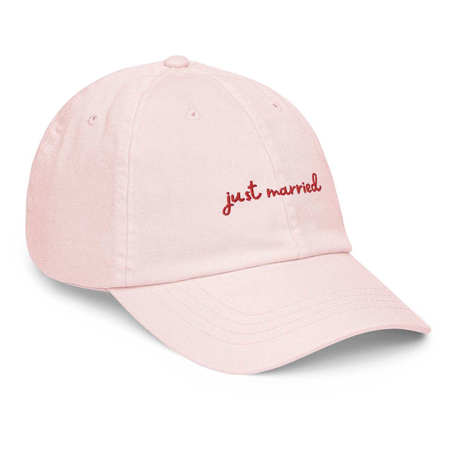 Just Married Newlywed Embroidered Pastel Baseball Cap