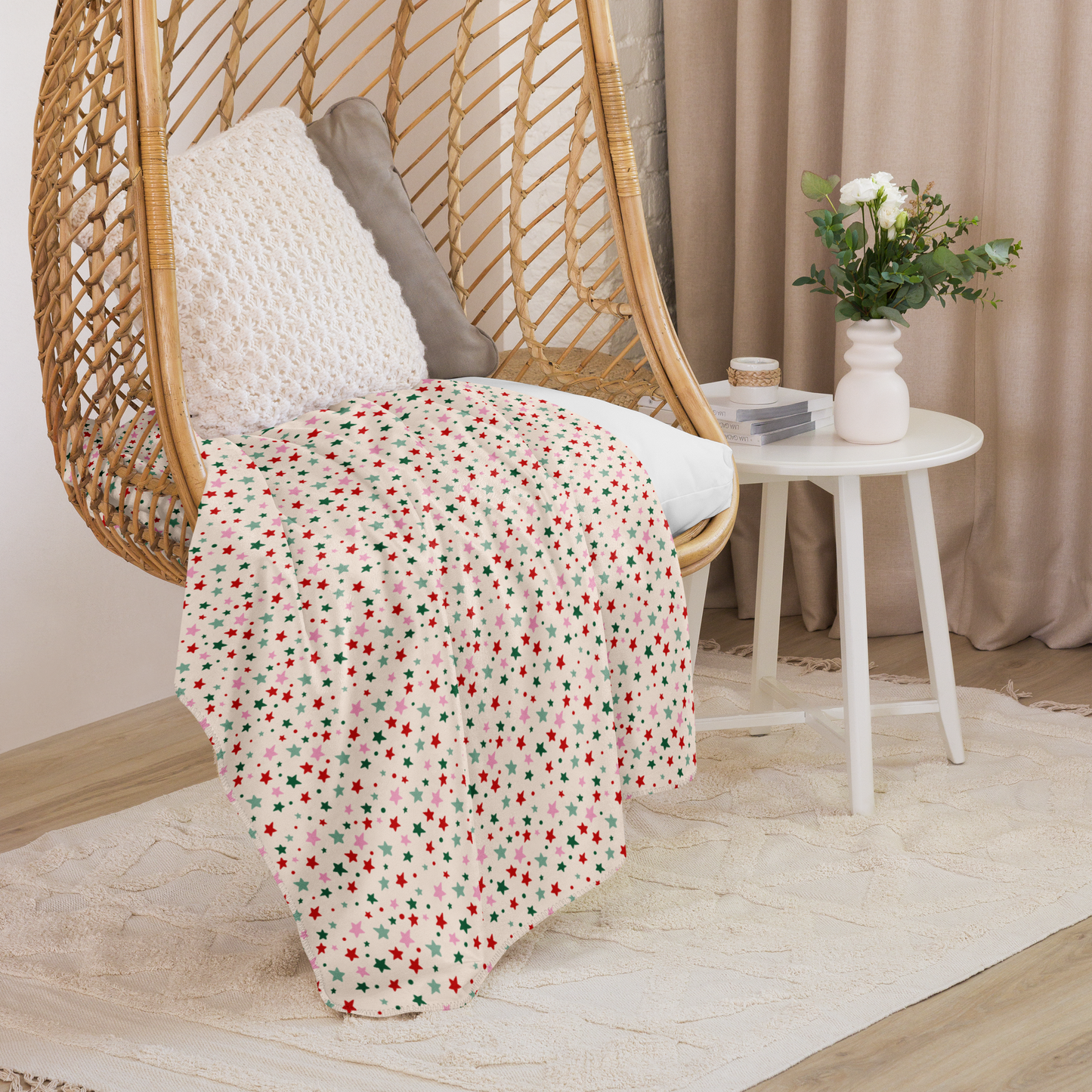 Starry Night Christmas Sherpa Blanket