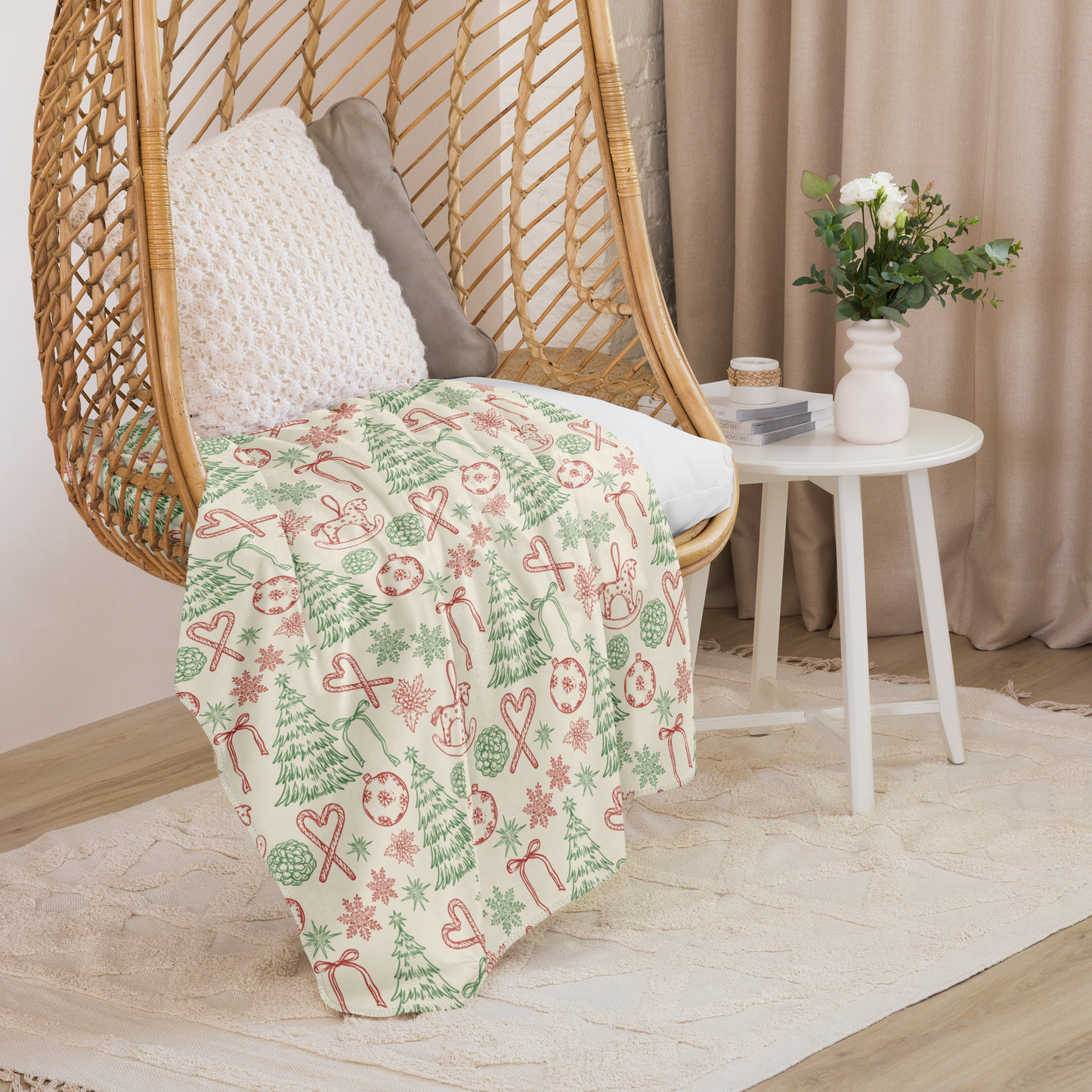 Holly Jolly Mix Christmas Sherpa Blanket