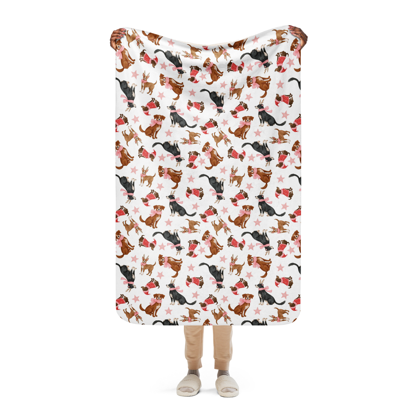 Dogs Love Christmas Too Sherpa Blanket