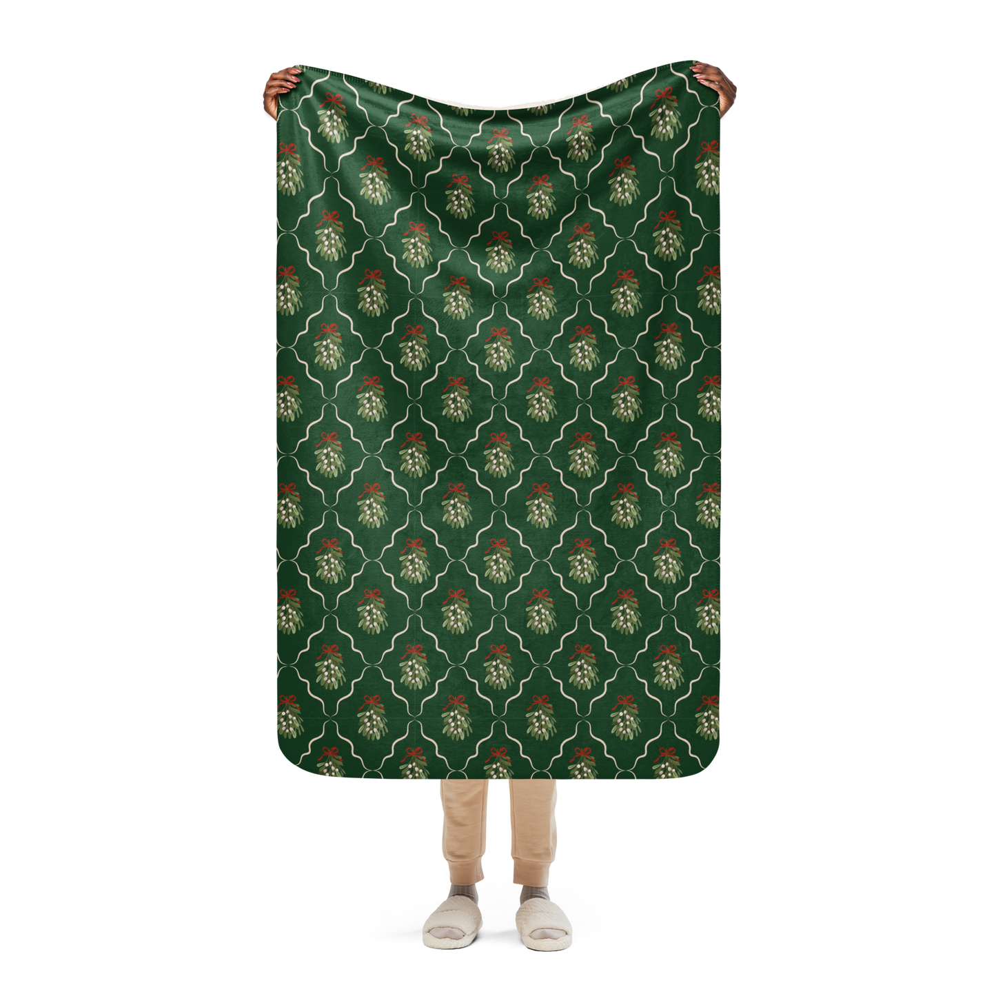 Under the Mistletoe Christmas Sherpa Blanket