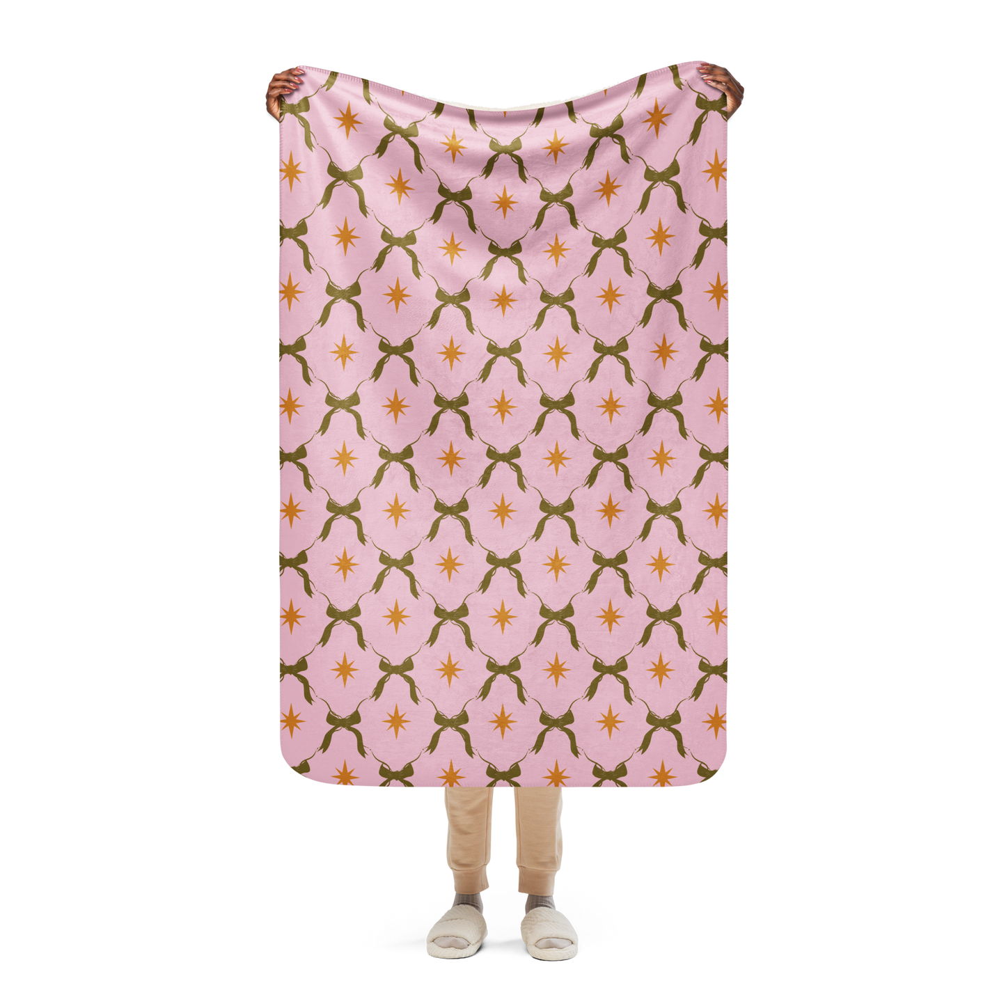 Twinkle in Pink Christmas Sherpa Blanket