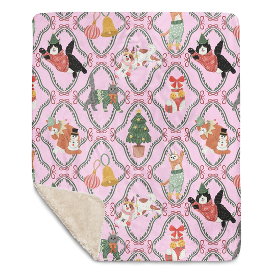 Cats Love Christmas Too Sherpa Blanket