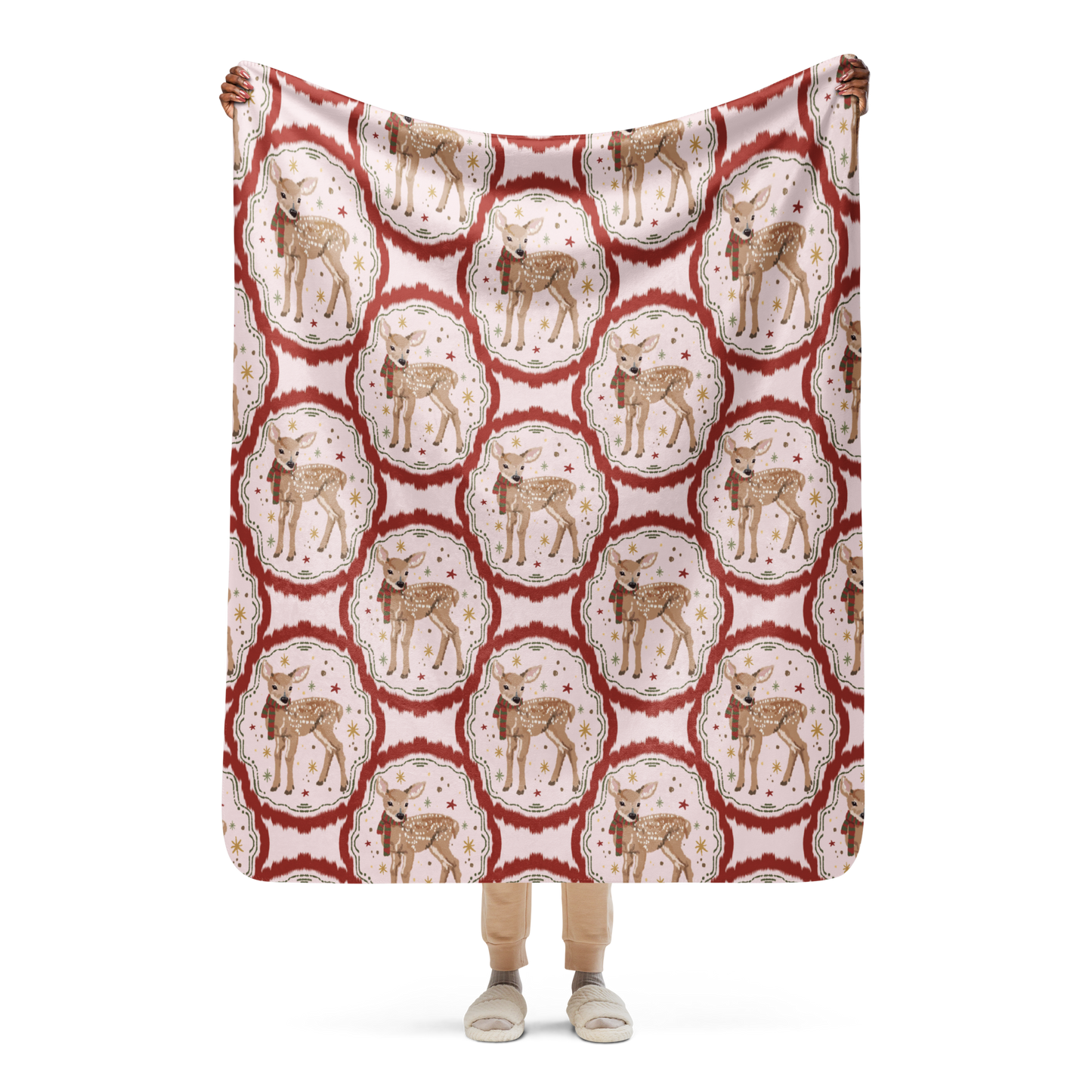 Oh Deer It's Christmas Sherpa Blanket