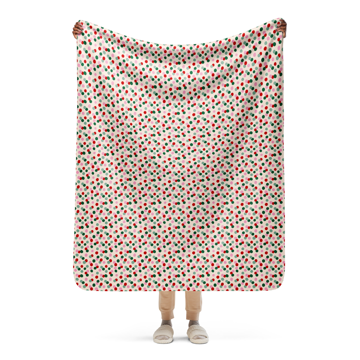 Holiday Polka Christmas Sherpa Blanket