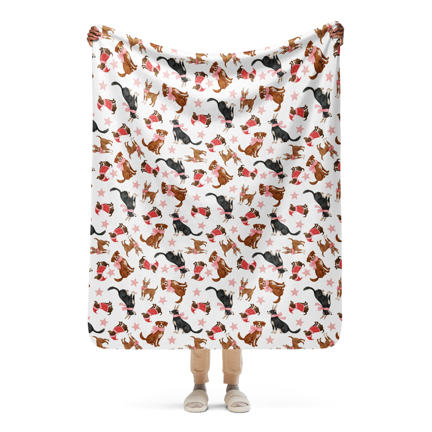 Dogs Love Christmas Too Sherpa Blanket