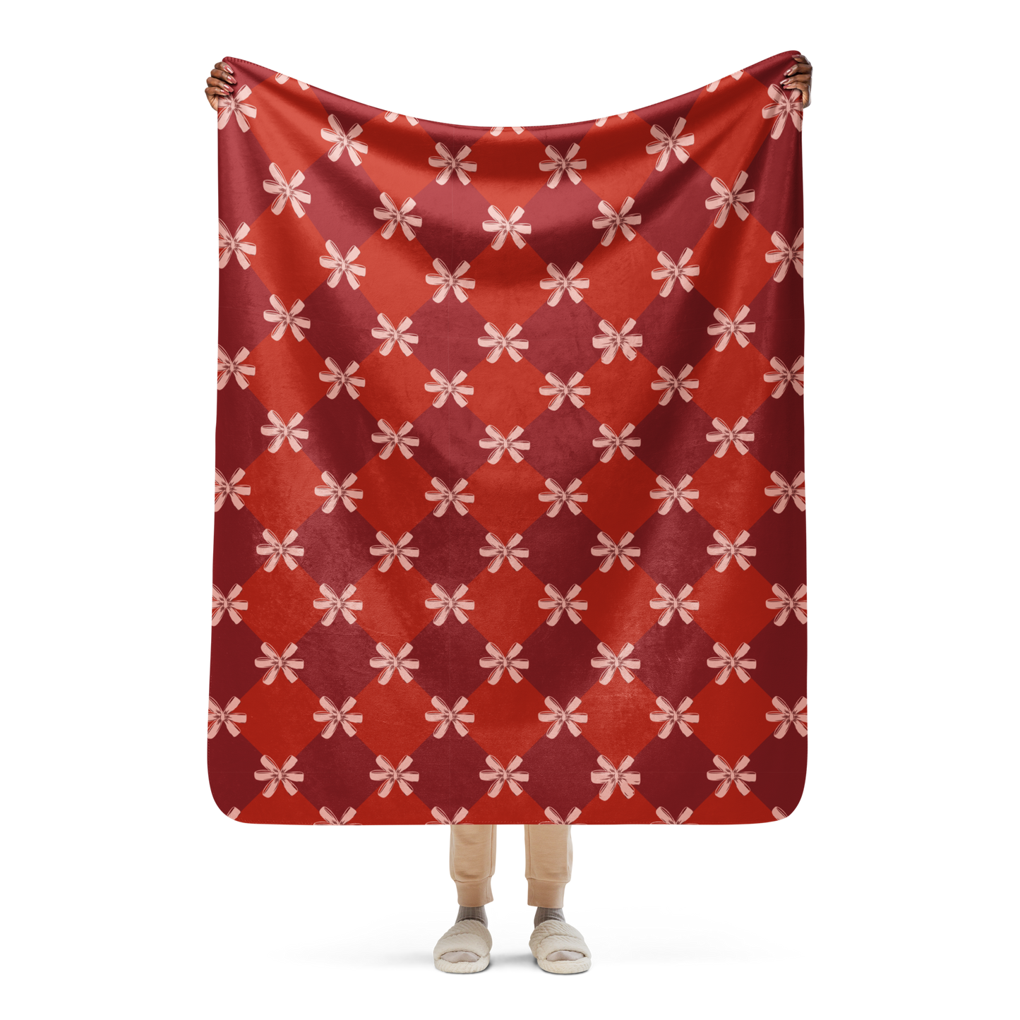Festive Bows Christmas Sherpa Blanket