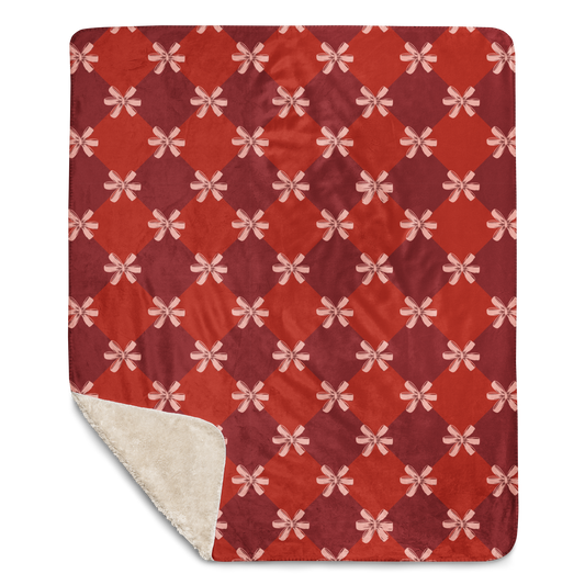 Festive Bows Christmas Sherpa Blanket