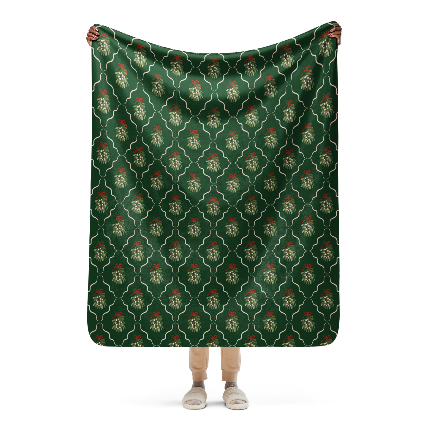 Under the Mistletoe Christmas Sherpa Blanket