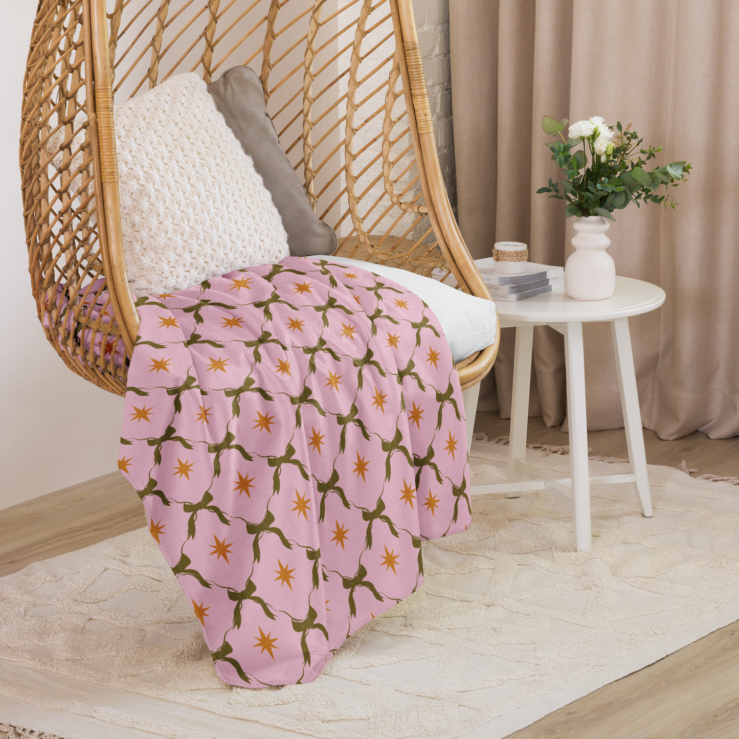 Twinkle in Pink Christmas Sherpa Blanket