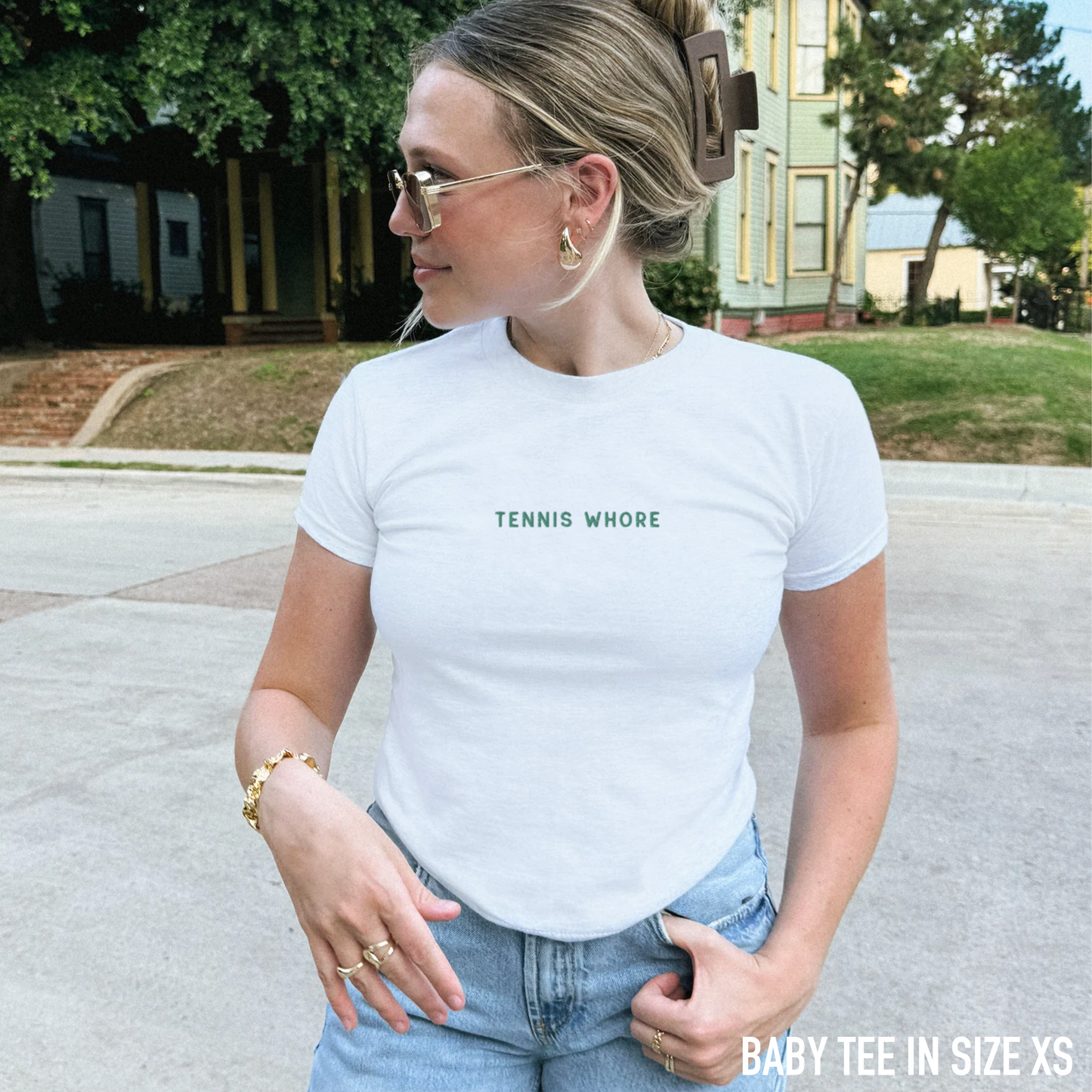 Tennis Whore Embroidered Baby Tee