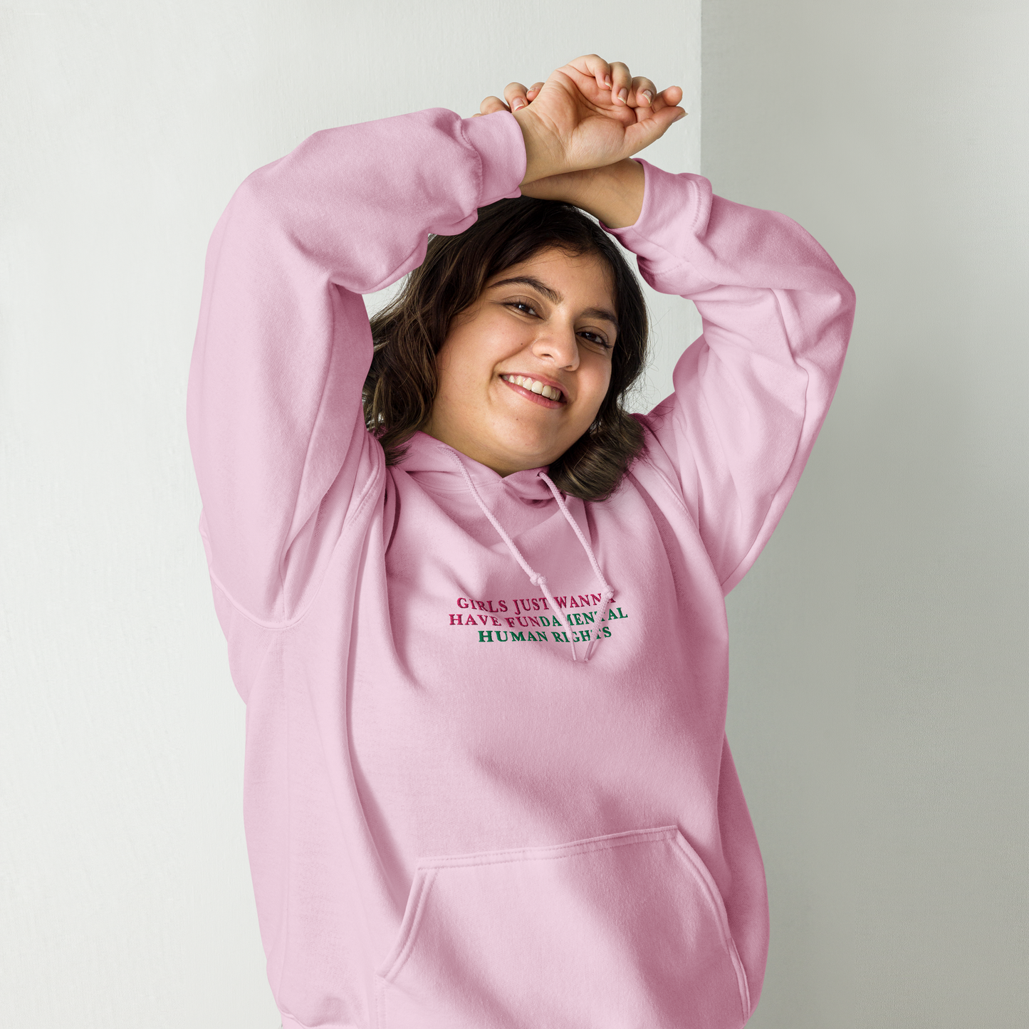 Girls Just Wanna Have Fundamental Human Rights Embroidered Hoodie