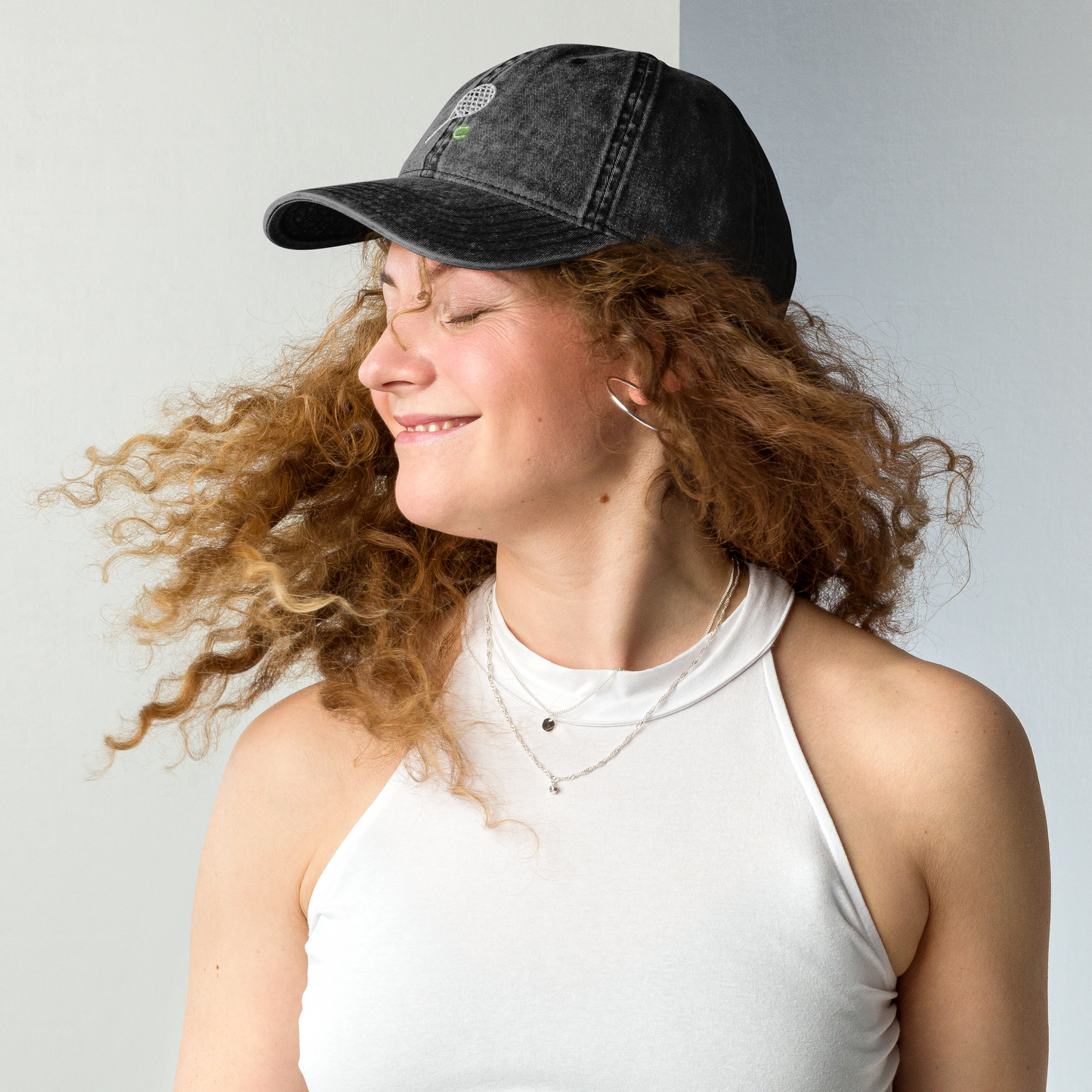 Tennis Racquet Embroidered Vintage Cap