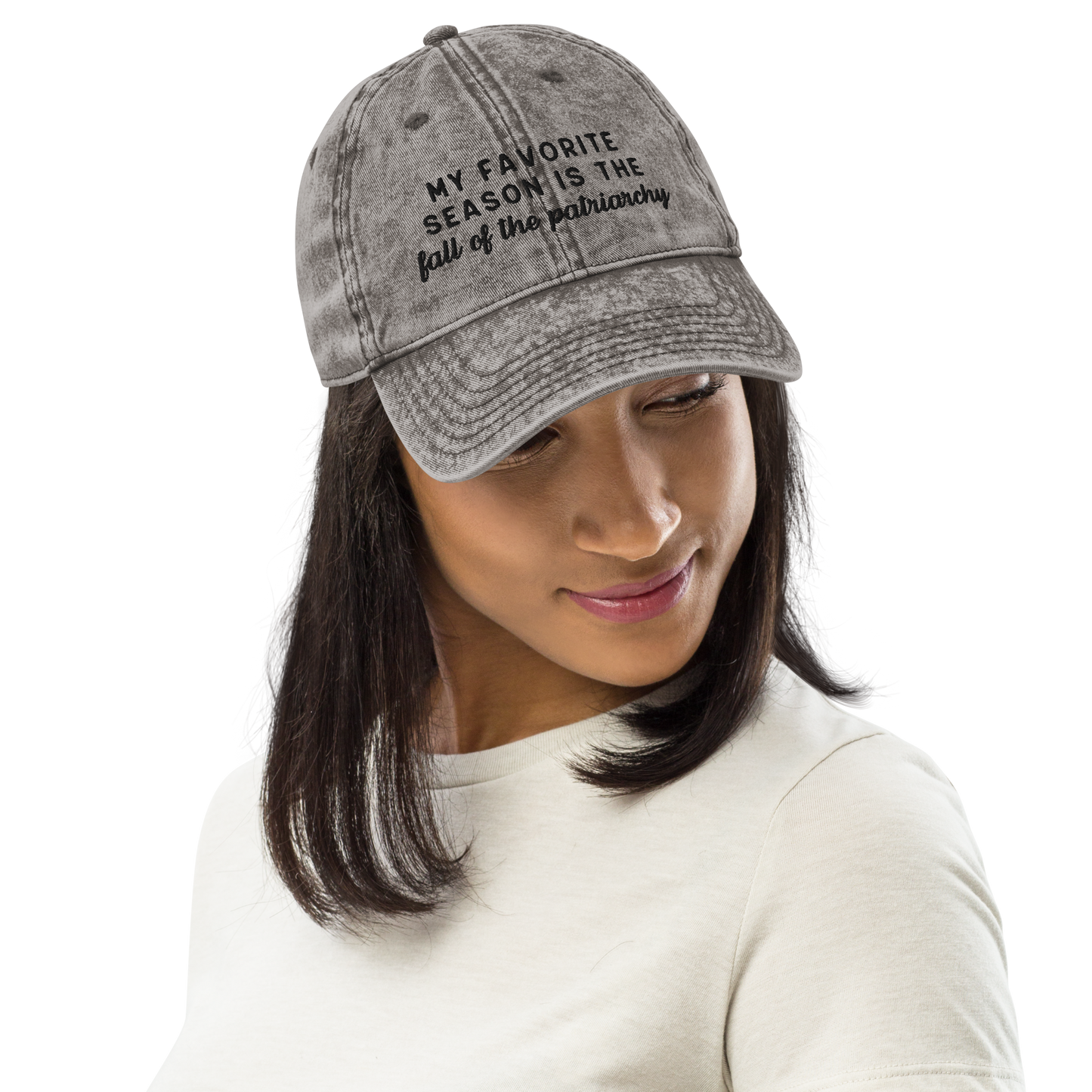 My Favorite Season Is The Fall Of The Patriarchy Embroidered Vintage Cap