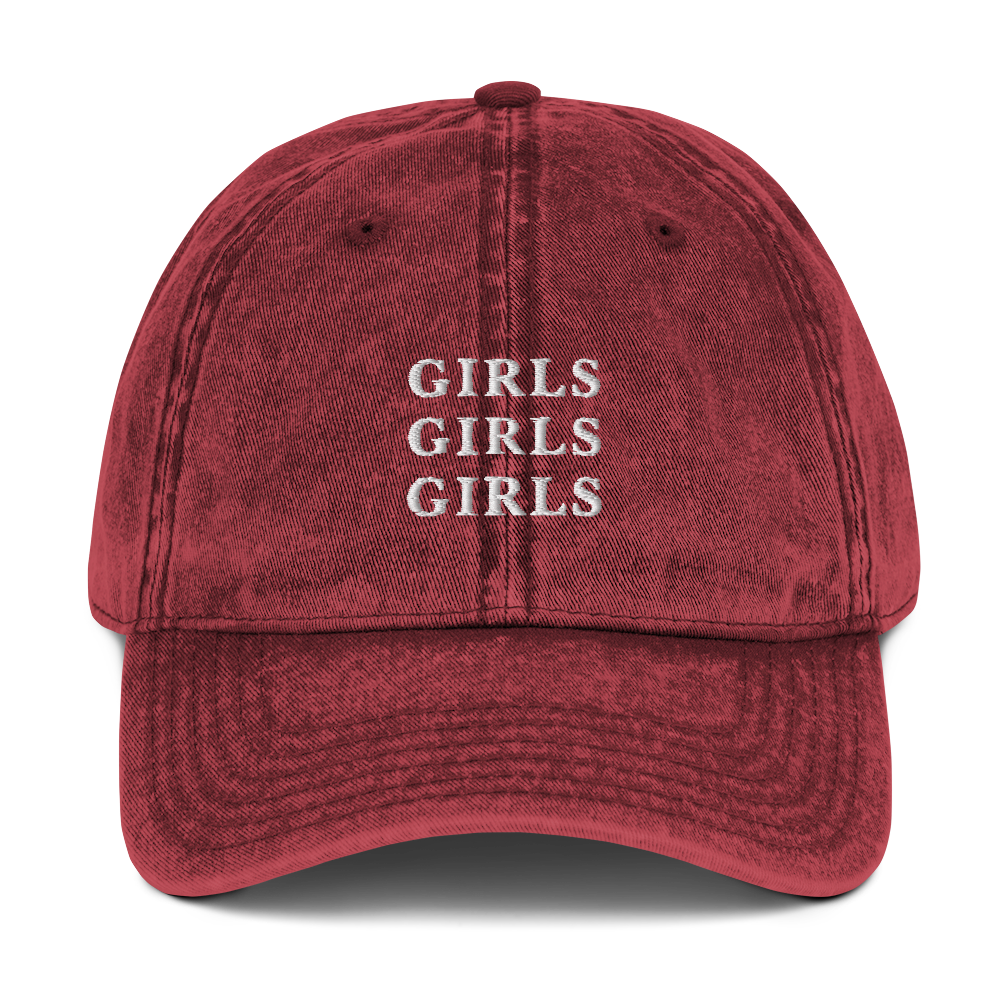 Girls Girls Girls Embroidered Vintage Cap