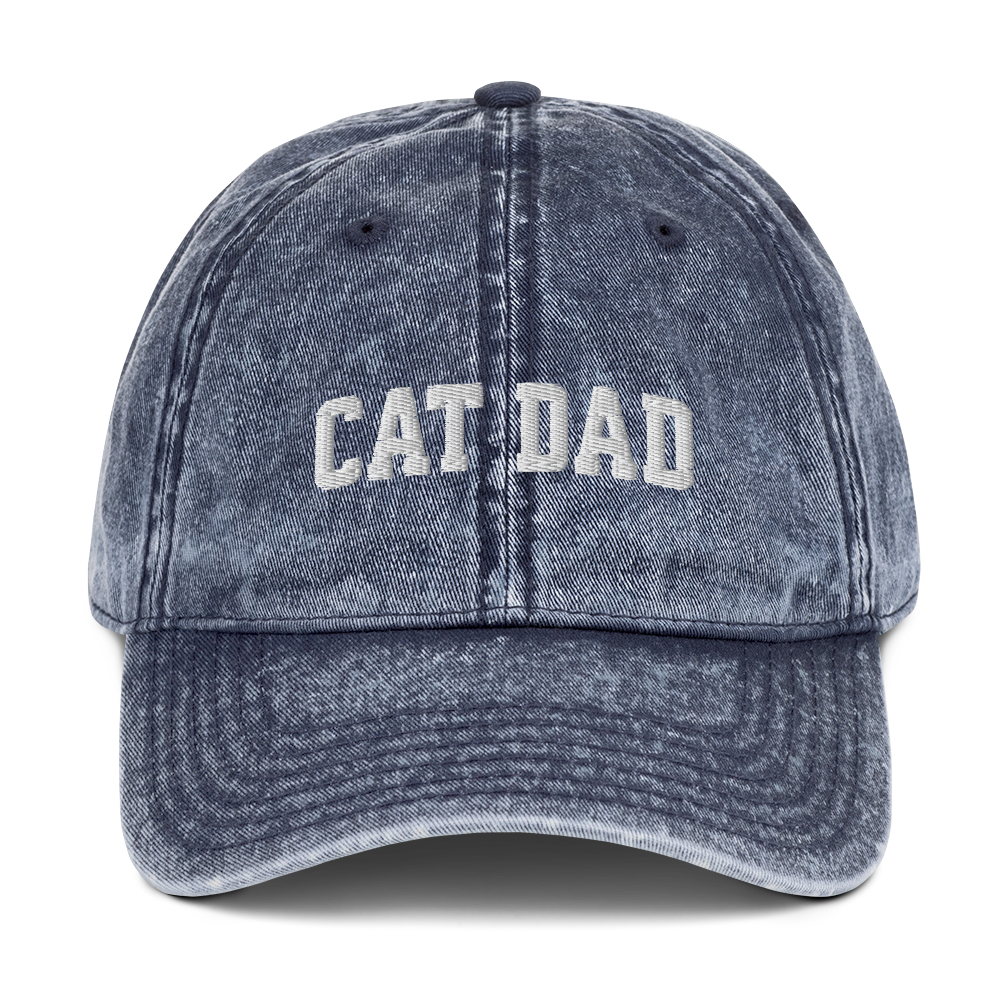 Cat Dad Embroidered Vintage Cap