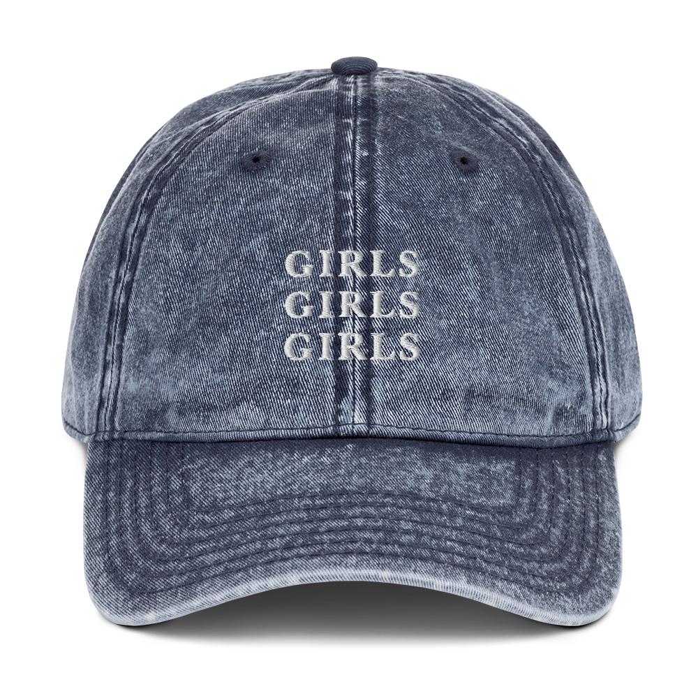 Girls Girls Girls Embroidered Vintage Cap