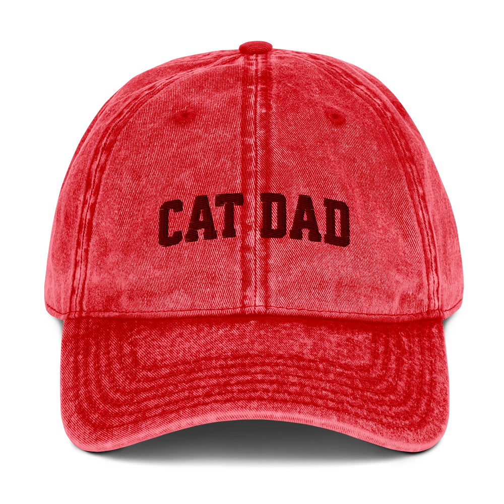 Cat Dad Embroidered Vintage Cap