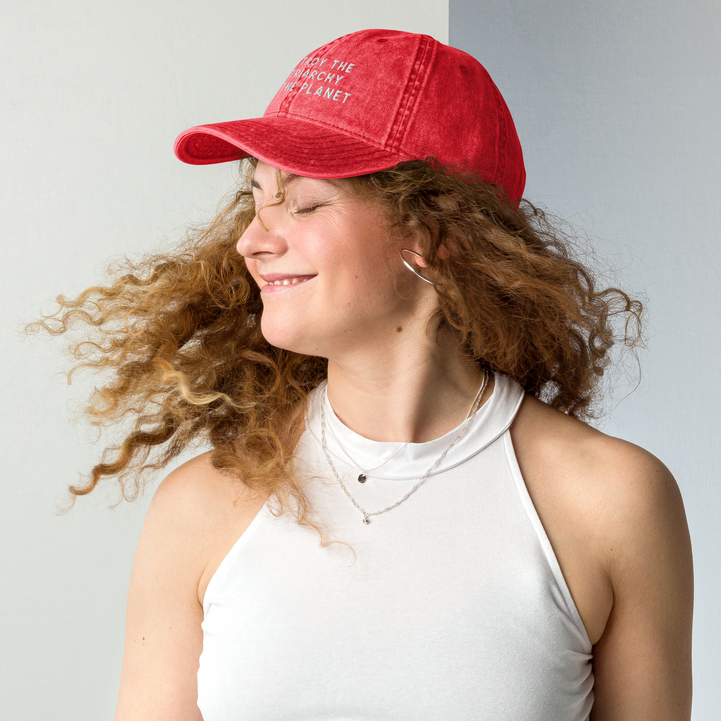 Destroy The Patriarchy Not The Planet Embroidered Vintage Cap