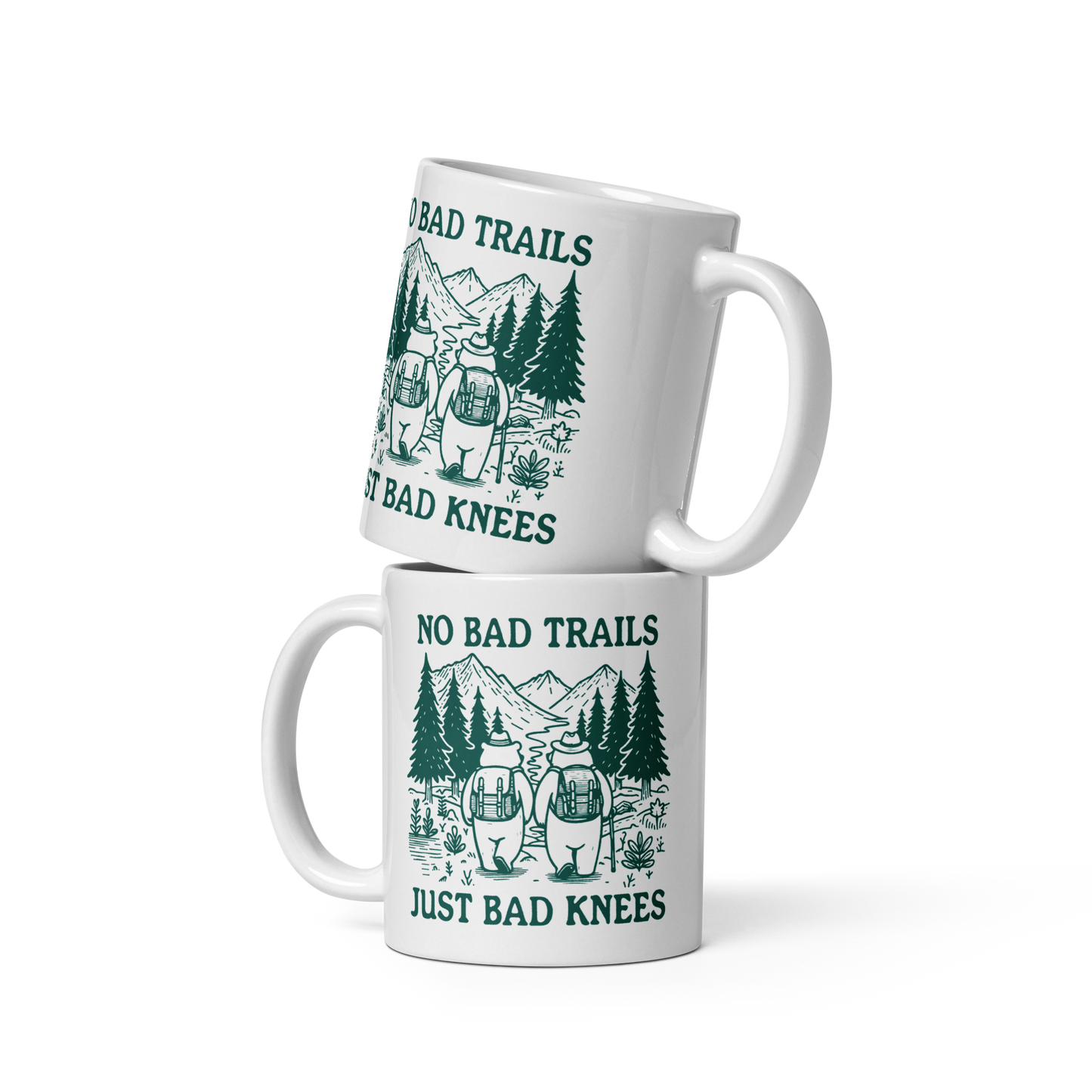 No Bad Trails Just Bad Knees Hiking Mug