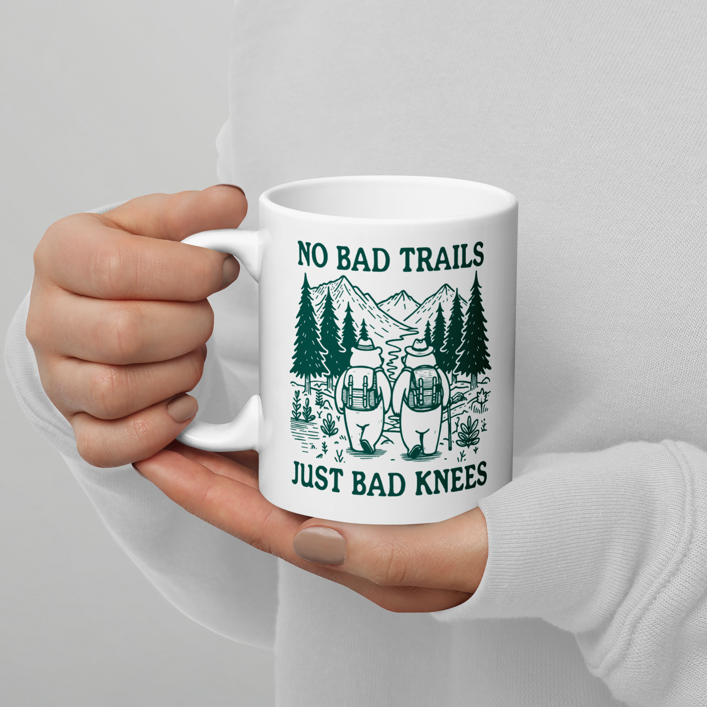 No Bad Trails Just Bad Knees Hiking Mug