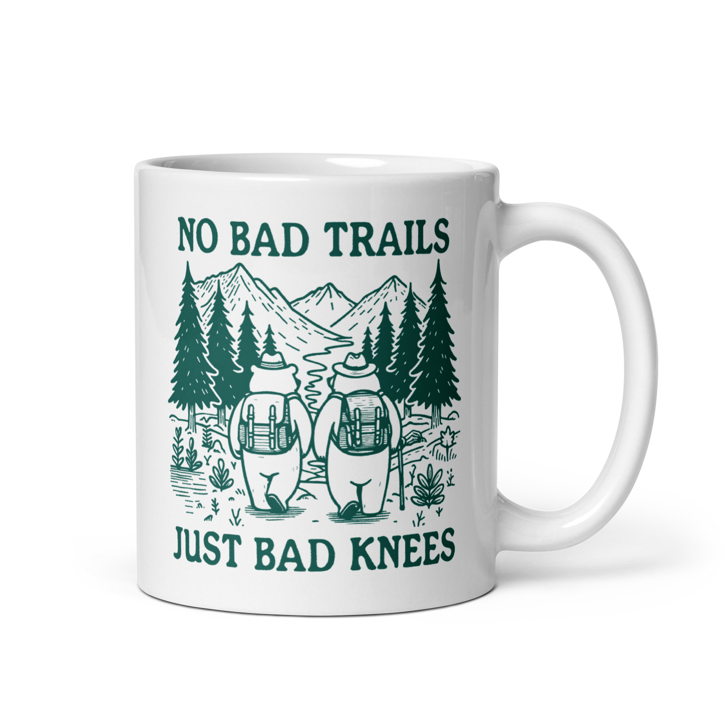 No Bad Trails Just Bad Knees Hiking Mug