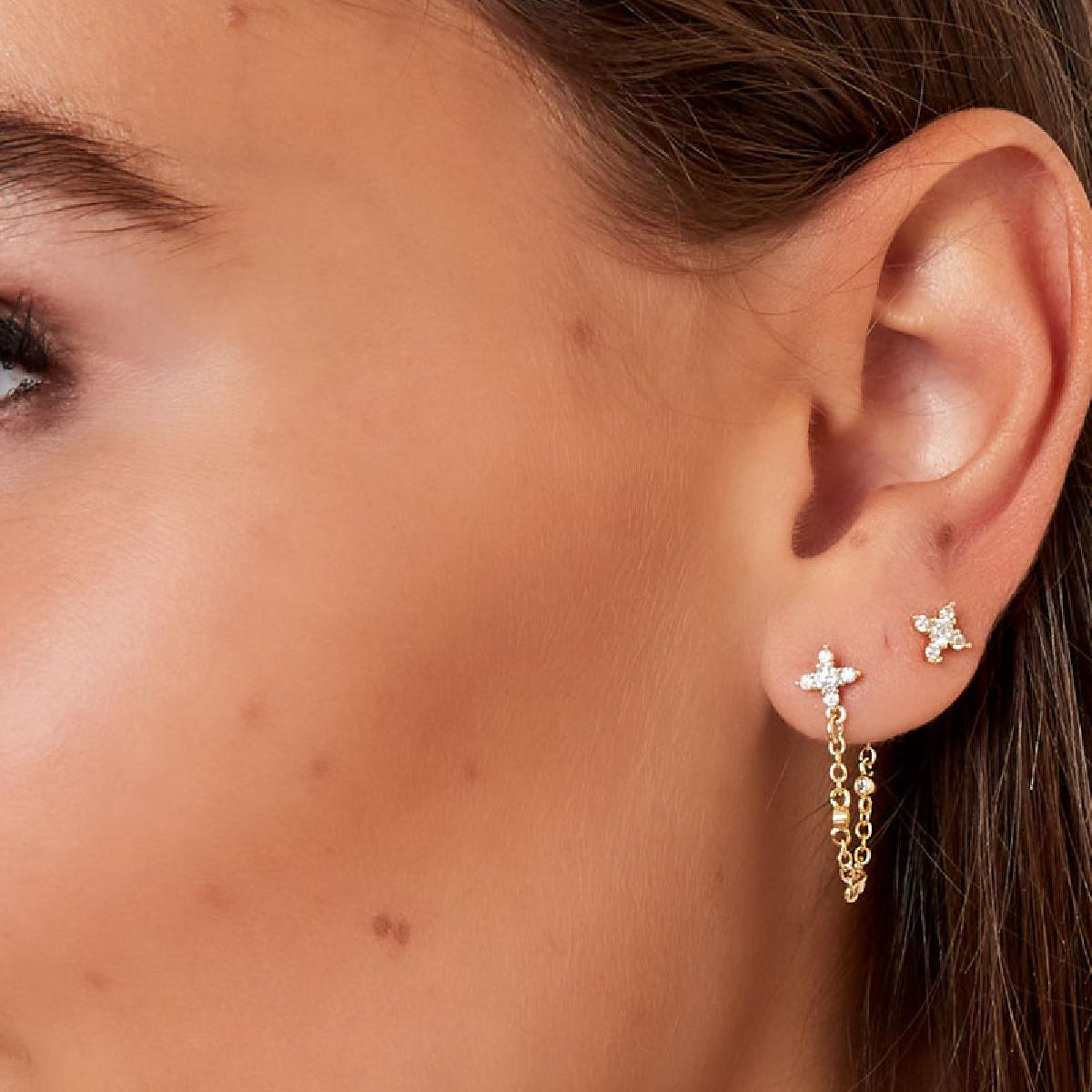 Ear Studs Star - Sparkle Collection Gold Color Copper