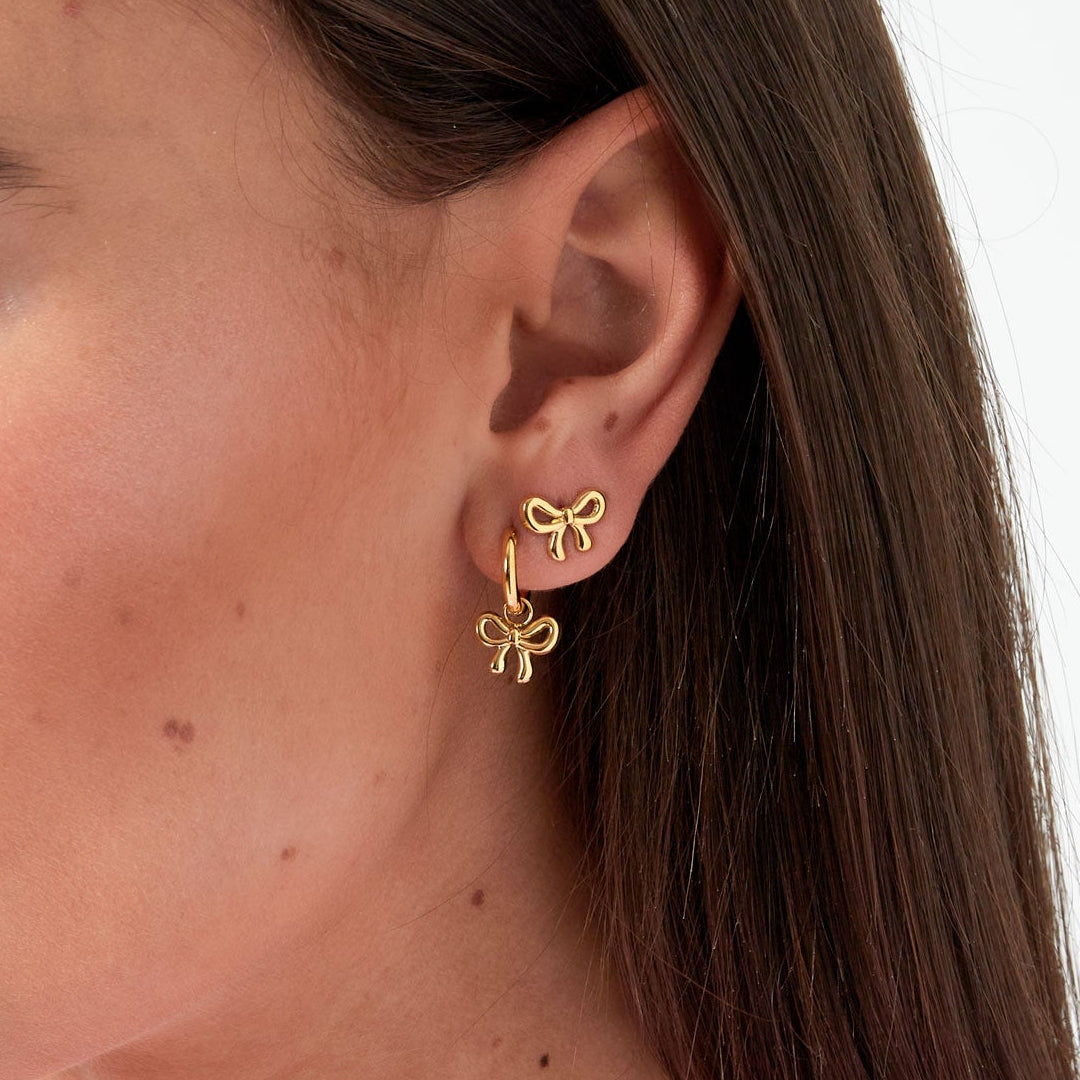 Ear studs bow life - Silver Color color