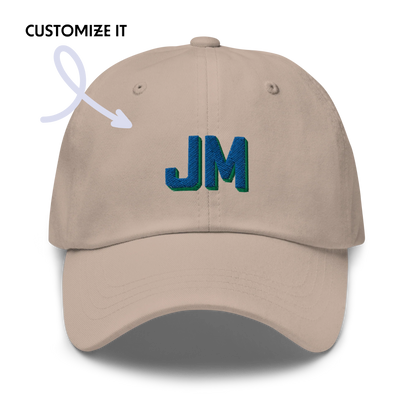 CUSTOM Varsity Initials Blue Embroidered Dad Hat