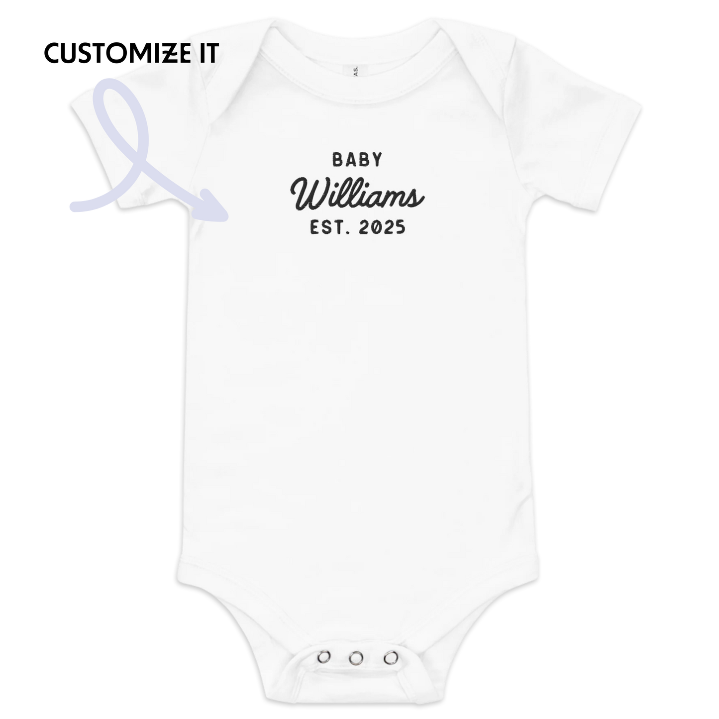 Pregnancy Announcement Surname Embroidered Babygrow