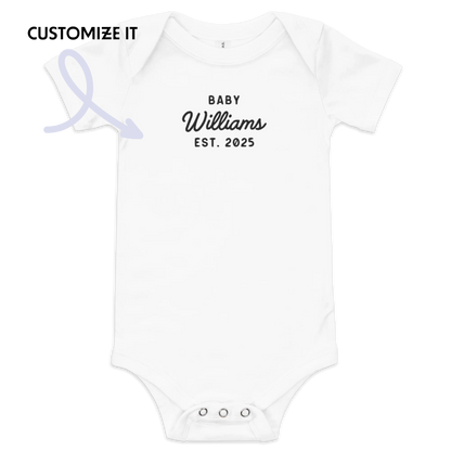 Pregnancy Announcement Surname Embroidered Babygrow