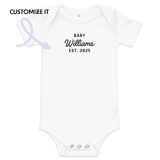 Pregnancy Announcement Surname Embroidered Babygrow