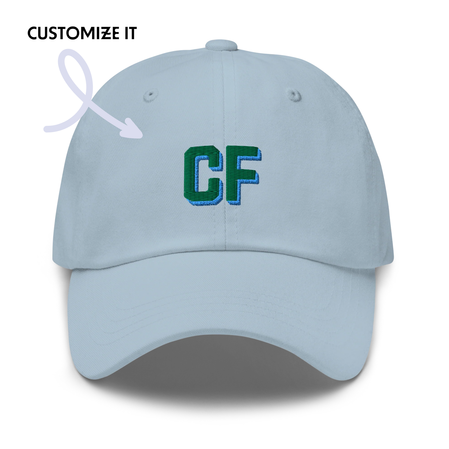 CUSTOM Varsity Initials Green Embroidered Dad Hat