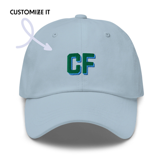CUSTOM Varsity Initials Green Embroidered Dad Hat