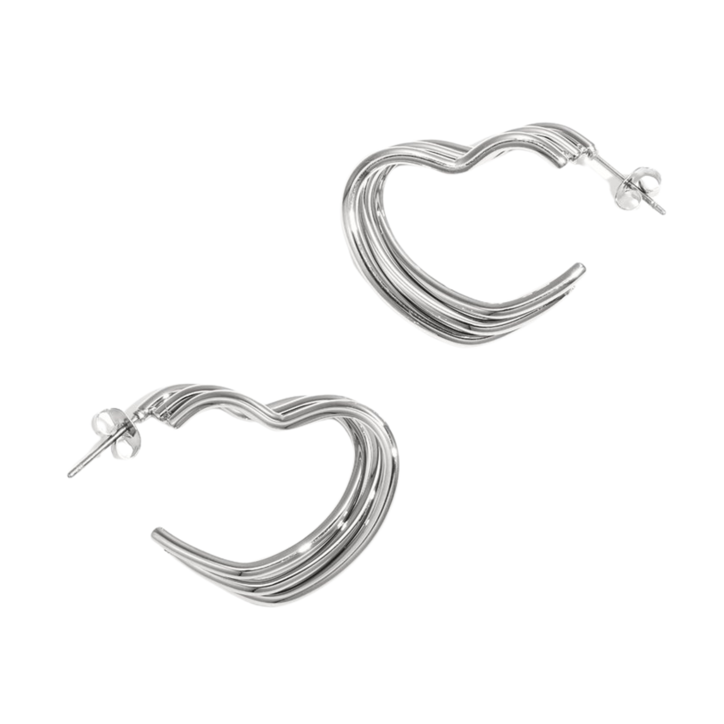 Triple Heart Hoop Earrings