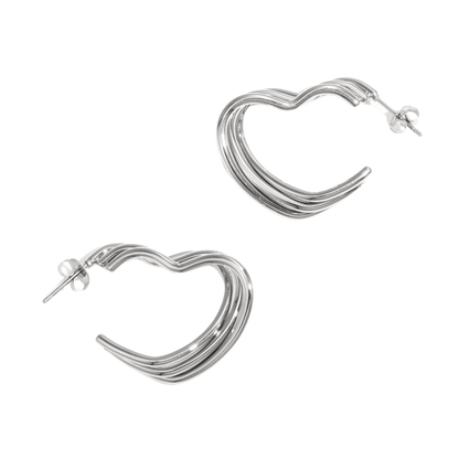 Triple Heart Hoop Earrings