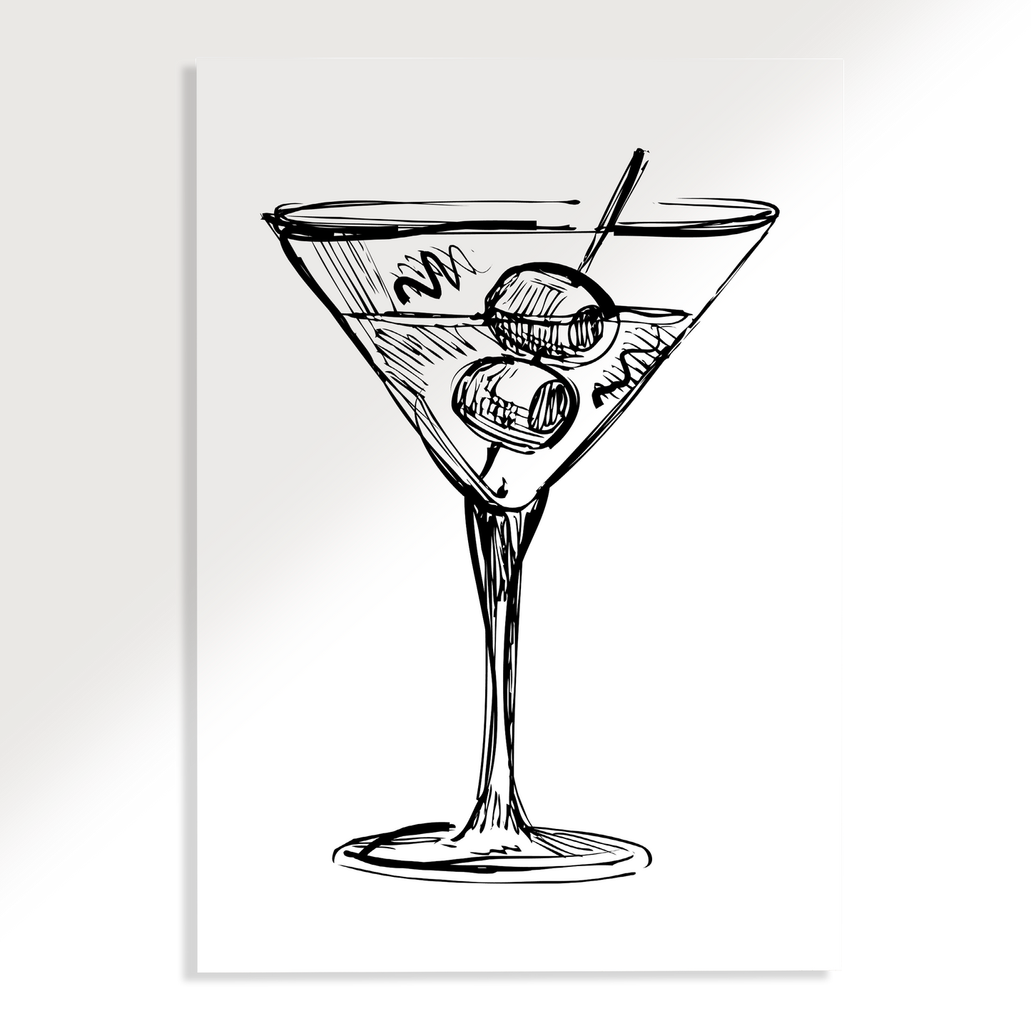Dirty Martini Sketch Cocktail Poster