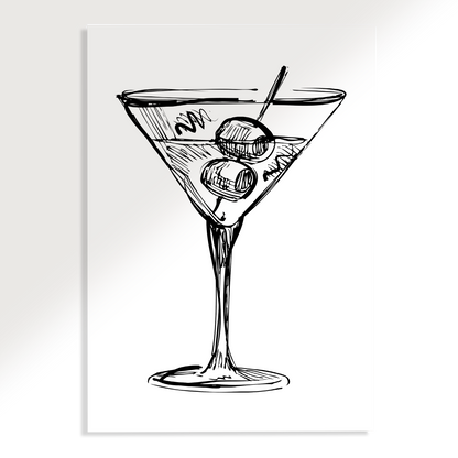 Dirty Martini Sketch Cocktail Poster