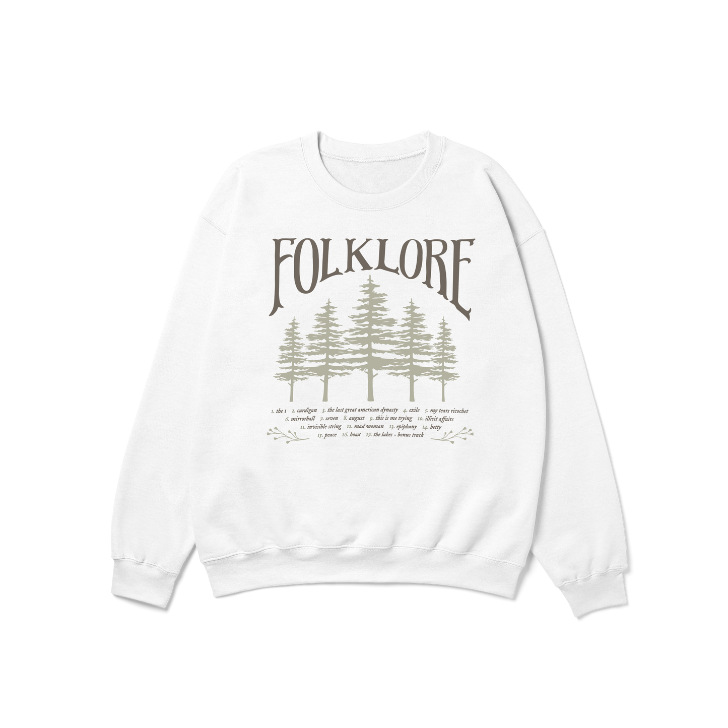 folklore Album Tracklist Crewneck Sweatshirt