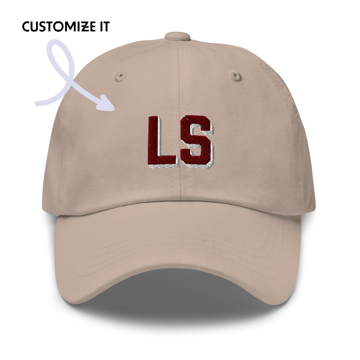 CUSTOM Varsity Initials Maroon Embroidered Dad Hat