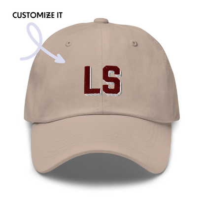 CUSTOM Varsity Initials Maroon Embroidered Dad Hat