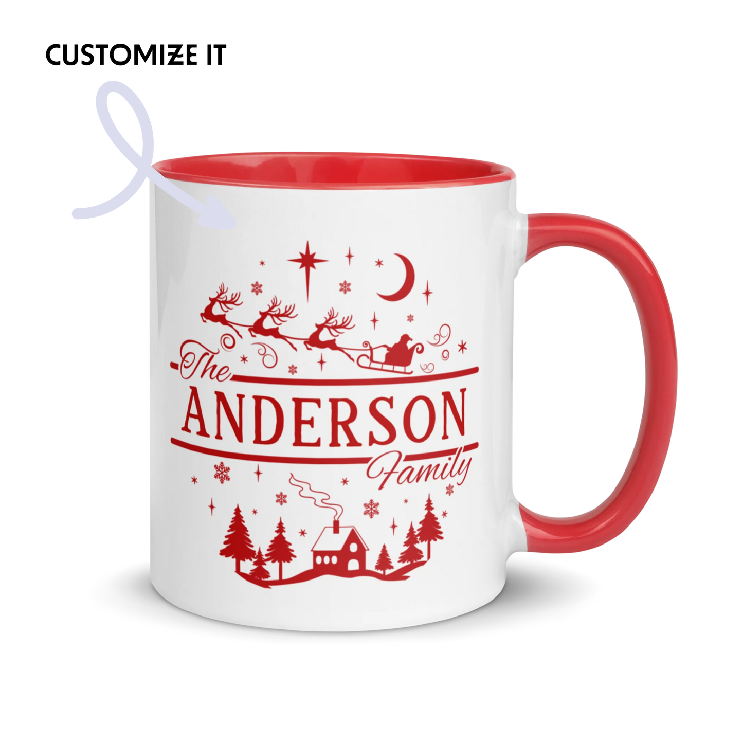 CUSTOM Family Surname Christmas Santa Color Mug