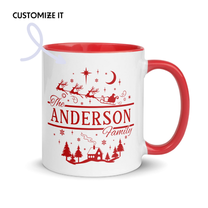 CUSTOM Family Surname Christmas Santa Color Mug